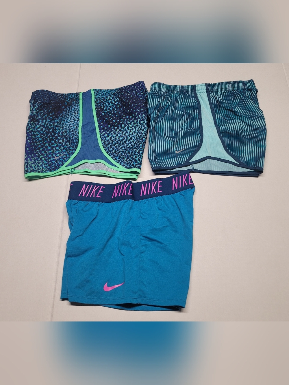 Nike Teal Athletic Shorts with Pink Branding Set